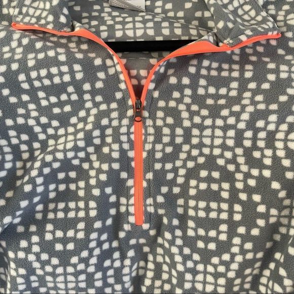 Columbia Gray & White with Pink Detail Ling Sleeve Fleece Three Quarter Zip Up - Picture 5 of 7